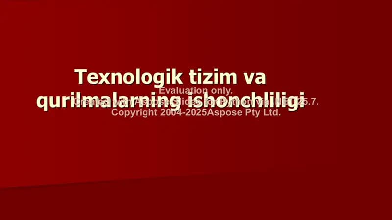 Texnologik tizimlarini tahlil qilish, sintez qilish va optimallashtirish