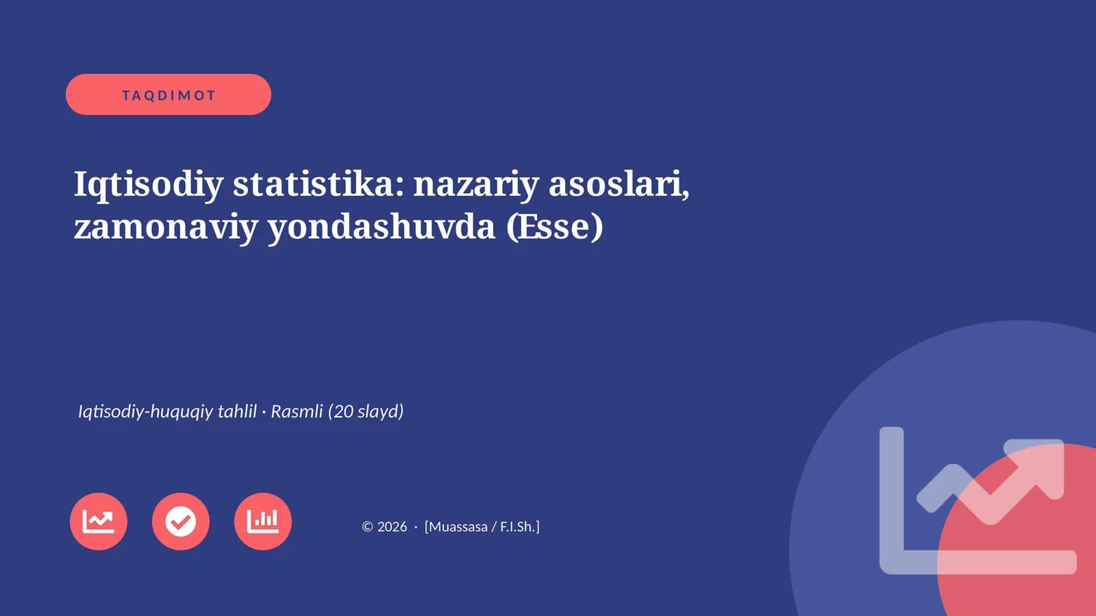 Iqtisodiy statistika: nazariy asoslari, zamonaviy yondashuvda (Esse)