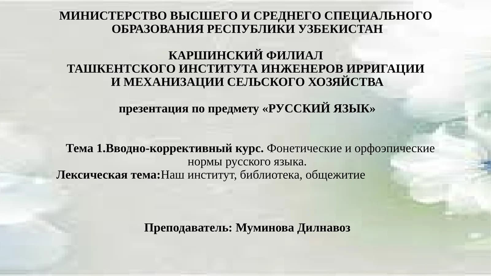 Презентация по предмету «РУССКИЙ ЯЗЫК»