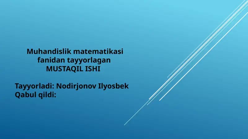Muhandislik matematikasi fanidan