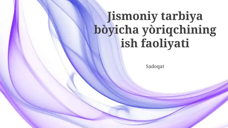 Jismoniy tarbiya bòyicha yòriqchining ish faoliyati