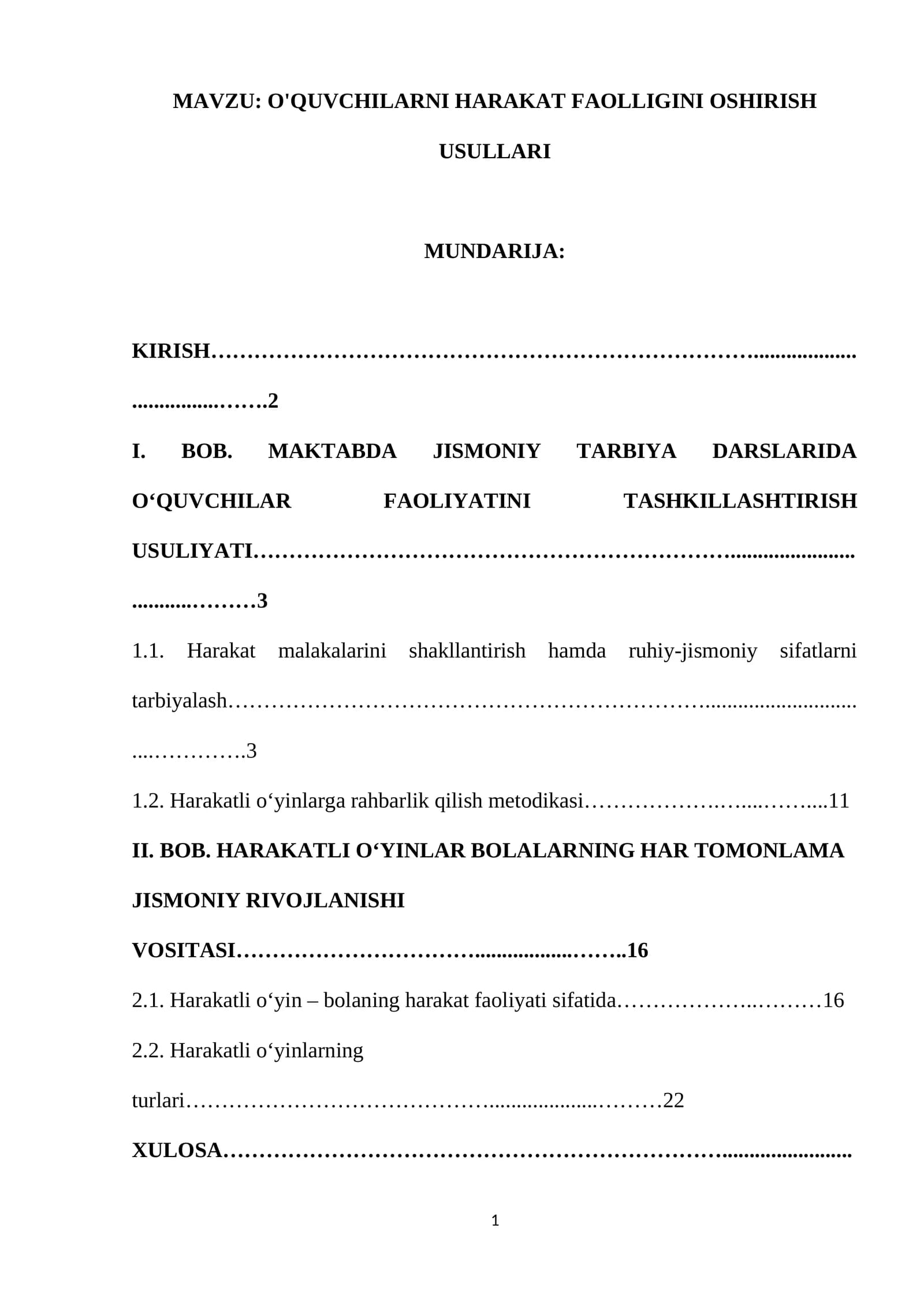 o'quvchilarni harakat faolligini oshirish usullari