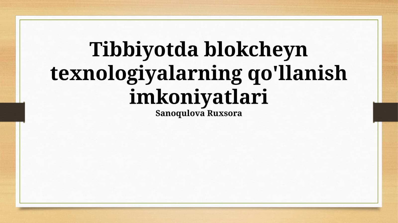 Tibbiyotda blokcheyn texnologiyalarining qo'llanish imkoniyatlari