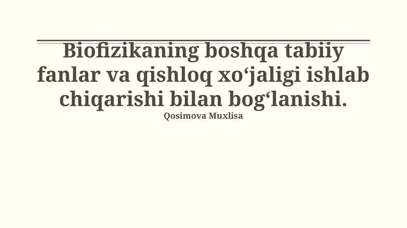 Biofizika va suv resurslarini boshqarish