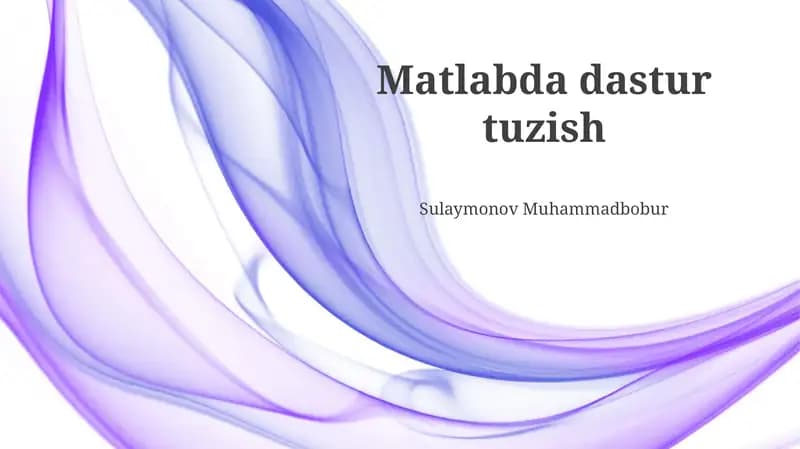 MATLAB Dasturlash Asoslari