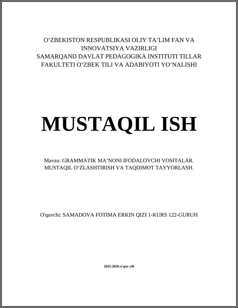 GRAMMATIK MAʼNONI IFODALOVCHI VOSITALAR