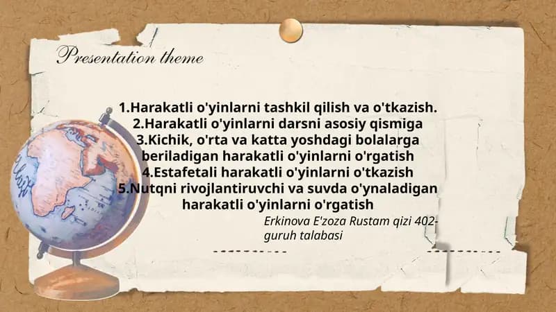 Harakatli o'yinlarni tashkil qilish va o'tkazish