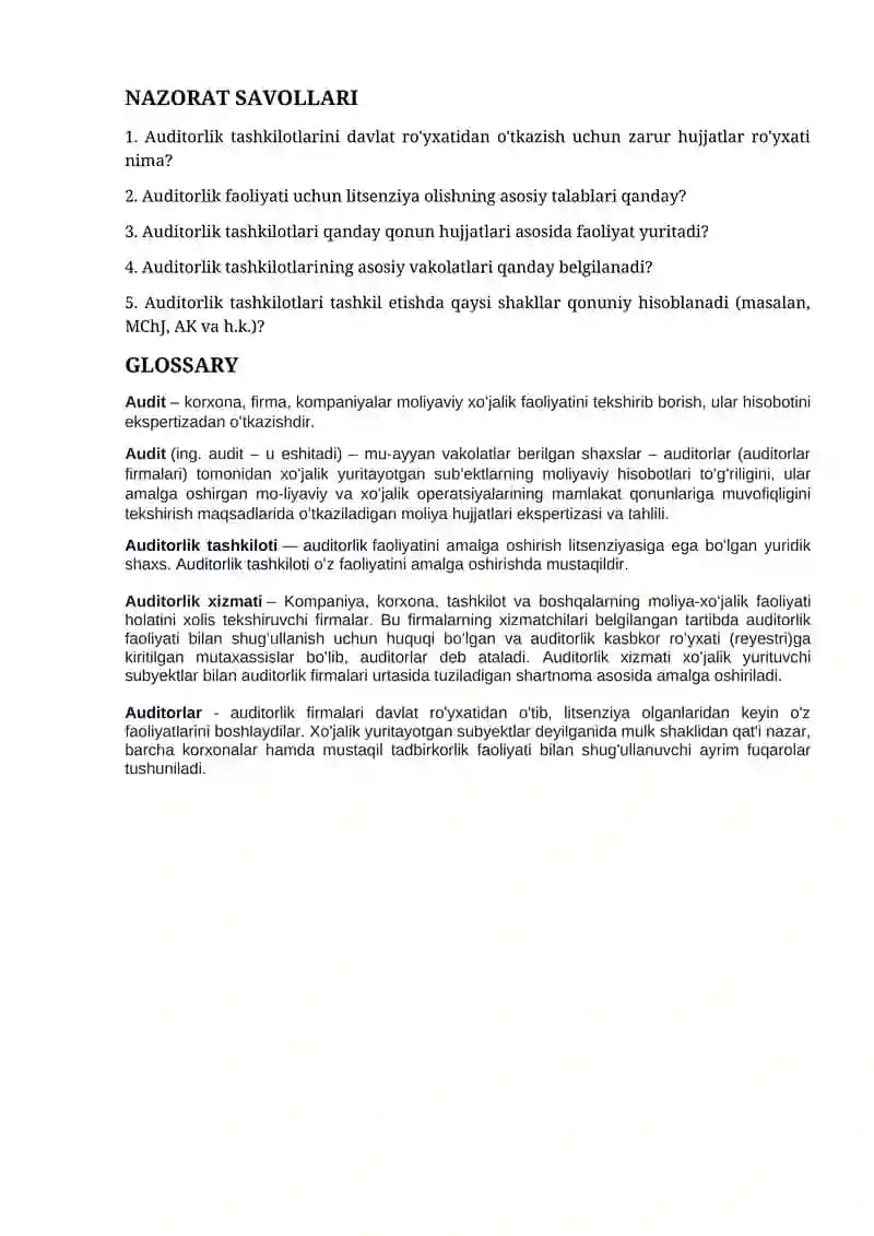 Auditorlik Savollari