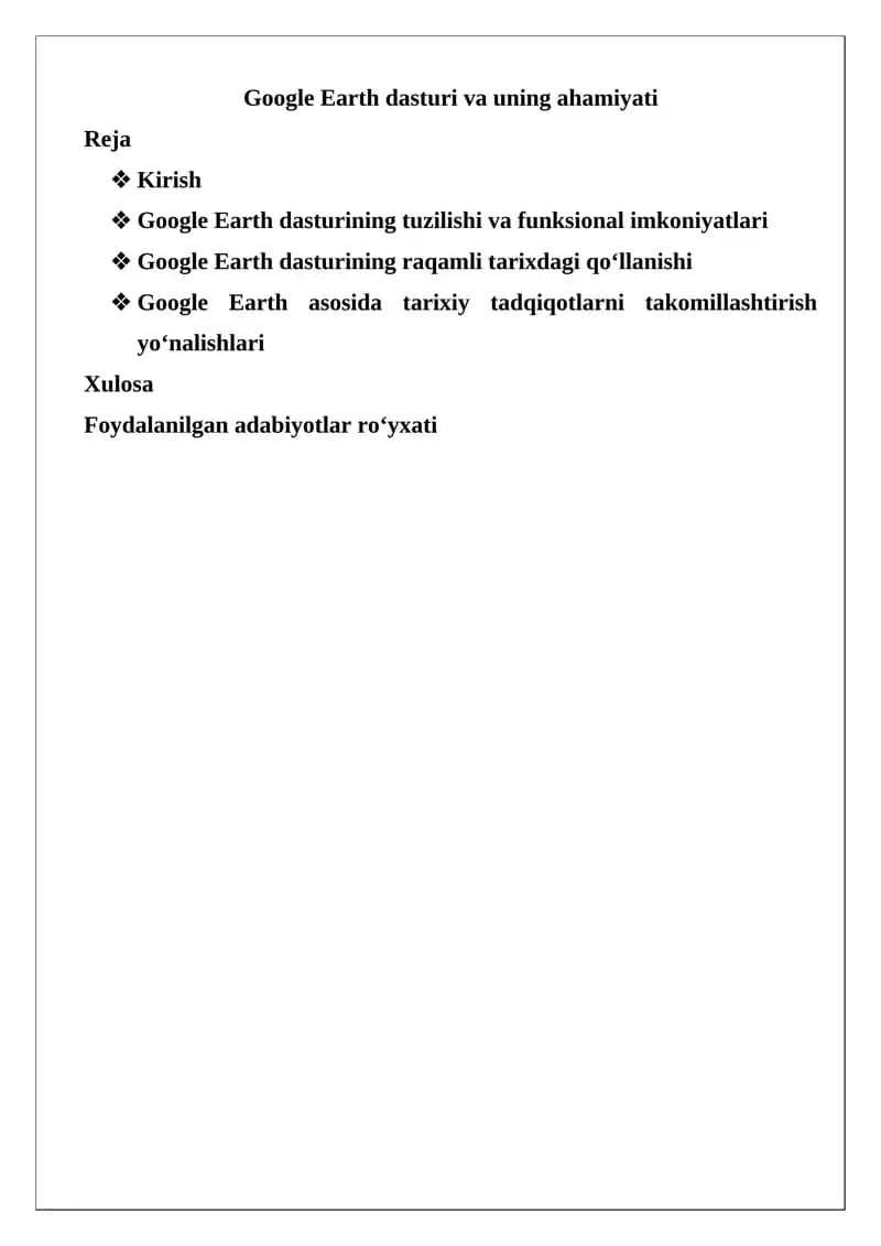 Google Earth dasturi va uning ahamiyati