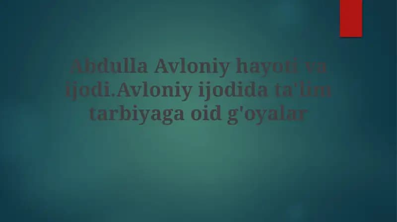 Avloniyning Hayoti va Faoliyati