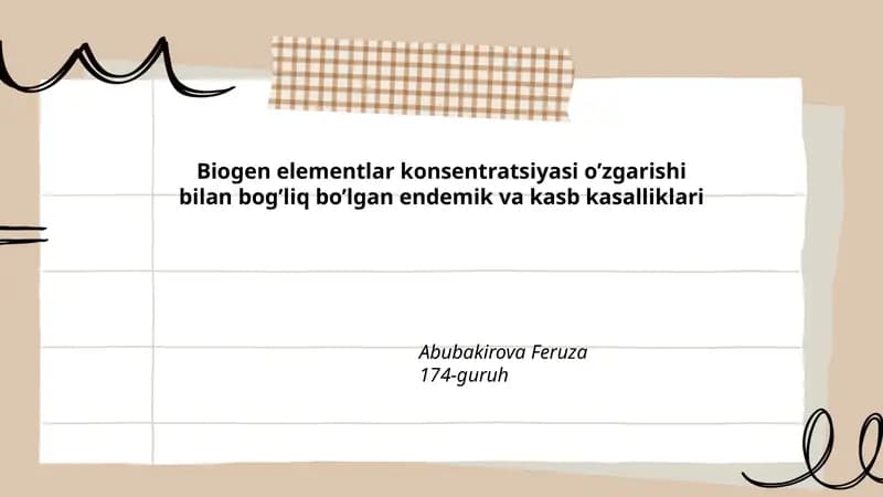 Biogen elementlar konsentratsiyasi o’zgarishi bilan bog’liq bo’lgan endemik va kasb kasalliklari