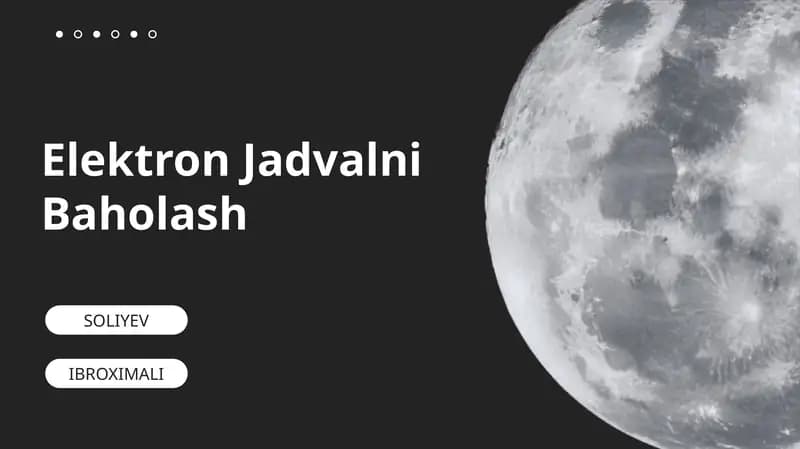Elektron Jadvalni Baholash