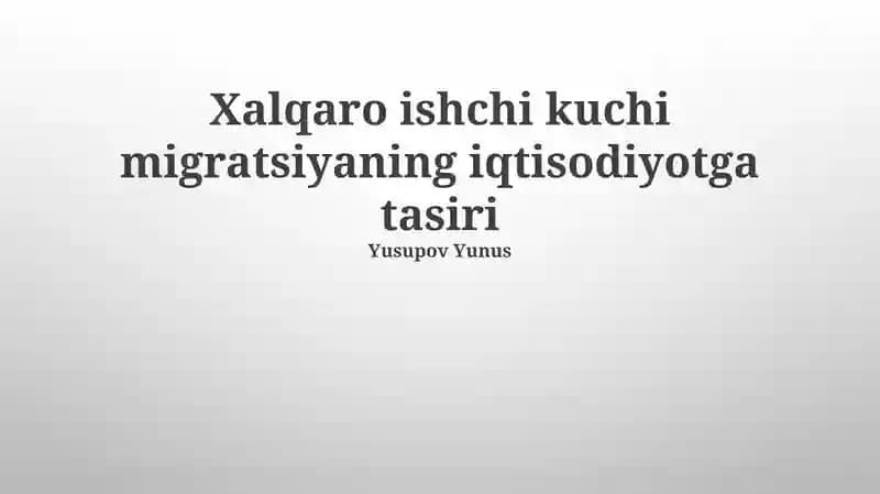 Migratsiya siyosati va iqtisodiy natijalar