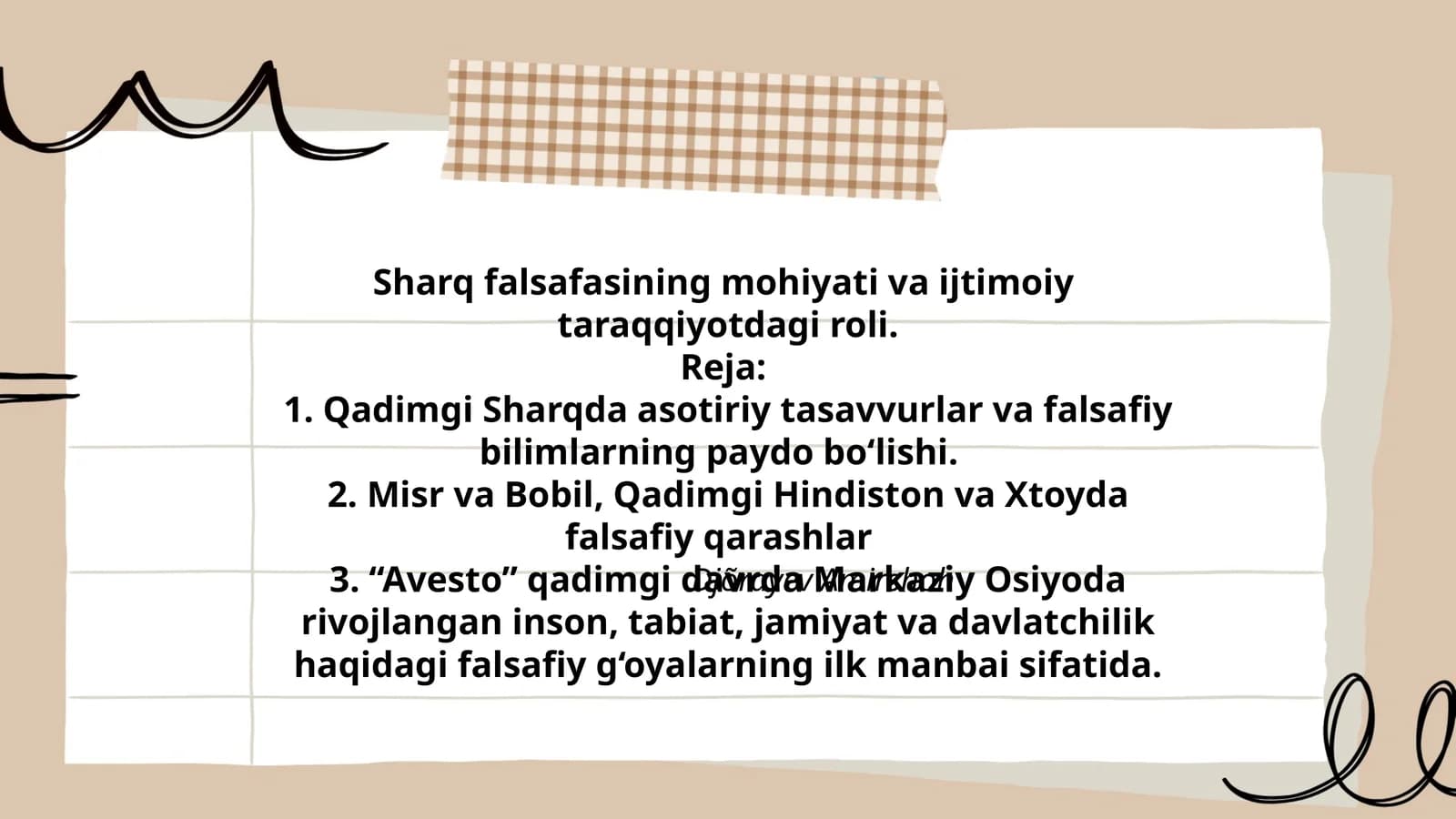 Sharq falsafasining mohiyati va ijtimoiy taraqqiyotdagi roli