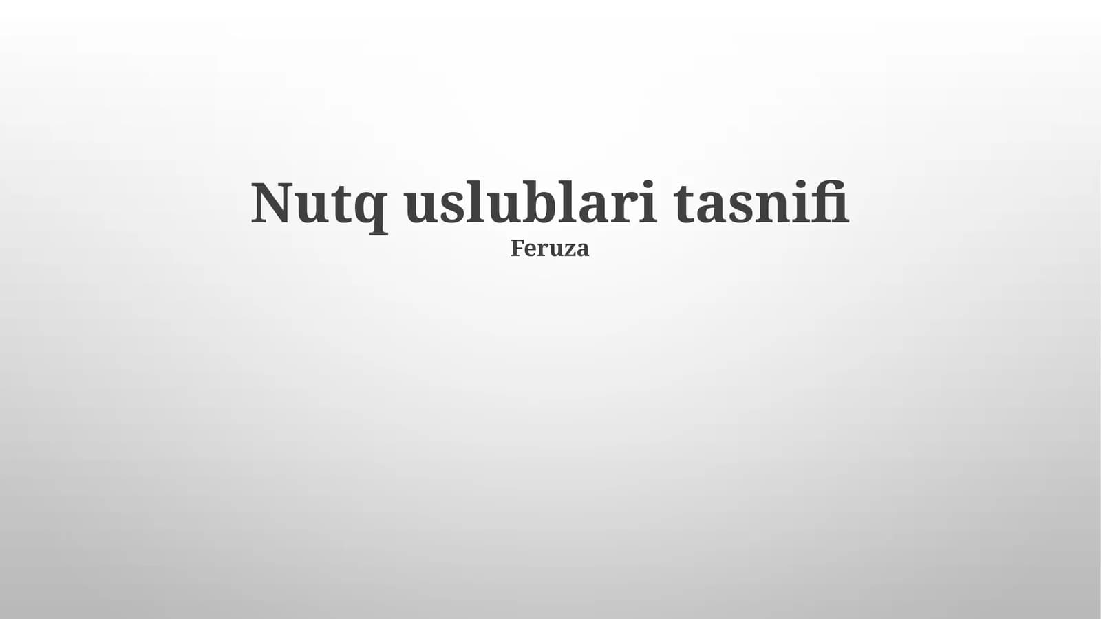 Nutq uslublari tasnifi