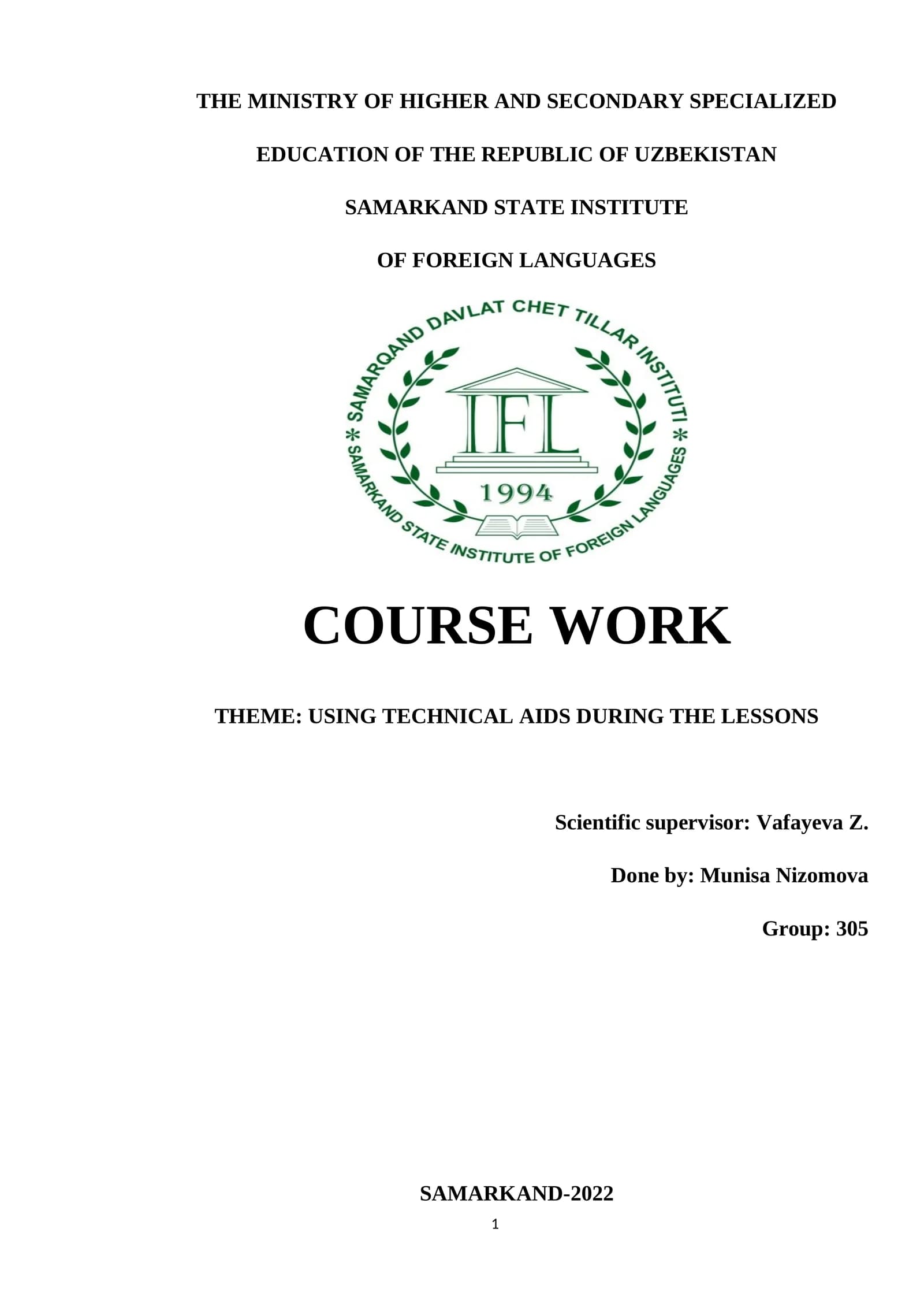 Amaliy ishlar: Using technical aids during the lessons