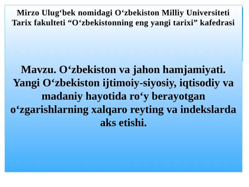 O‘zbekistonning eng yangi tarixi