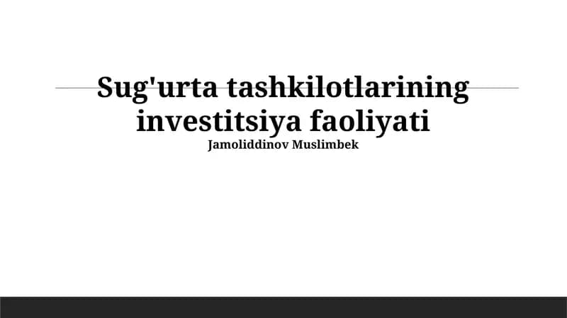 Investitsiyalarni boshqarish strategiyasi va usullari