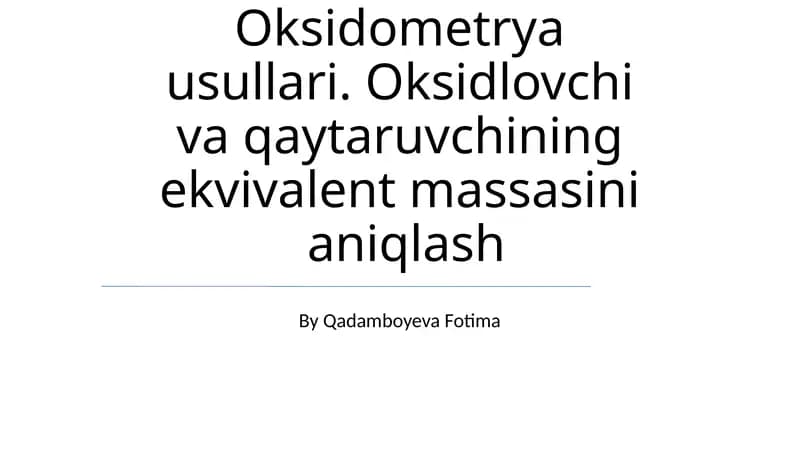 Oksidometrya usullari