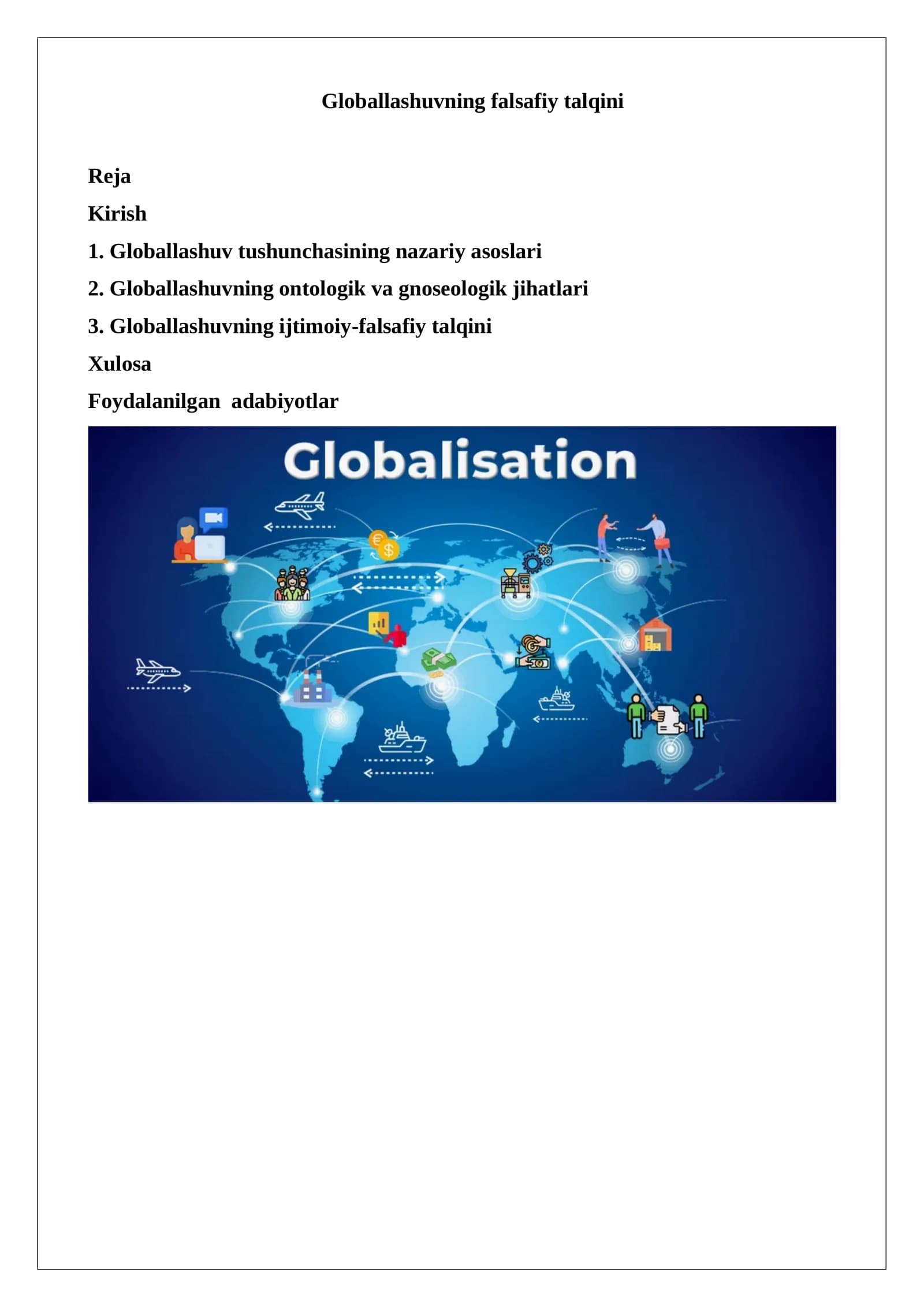Globallashuvning falsafiy talqini