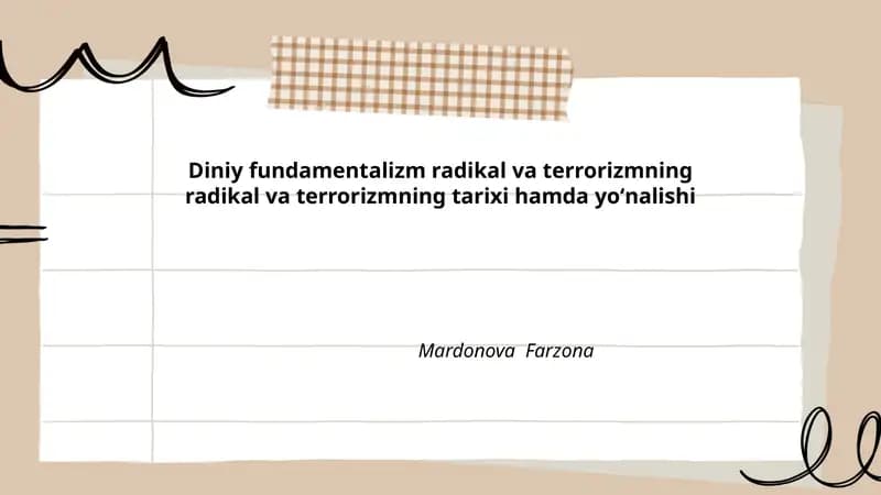 Diniy fundamentalizm radikal va terrorizmning tarixi