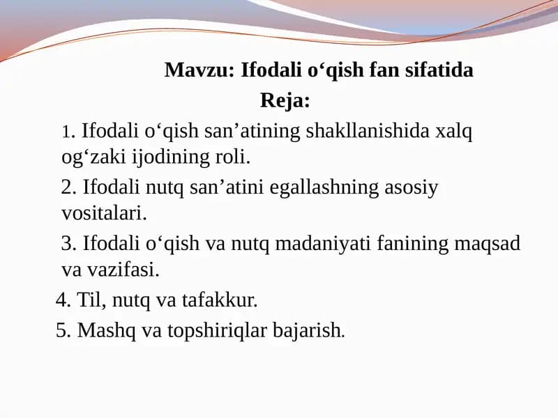Ifodali o‘qish praktikumi