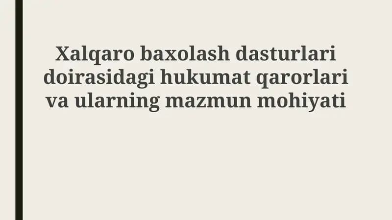 Xalqaro baholash dasturlari