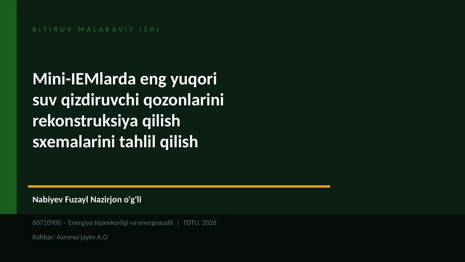 Mini-IEMlarda eng yuqori suv qizdiruvchi qozonlarini rekonstruksiya qilish sxemalarini tahlil qilish