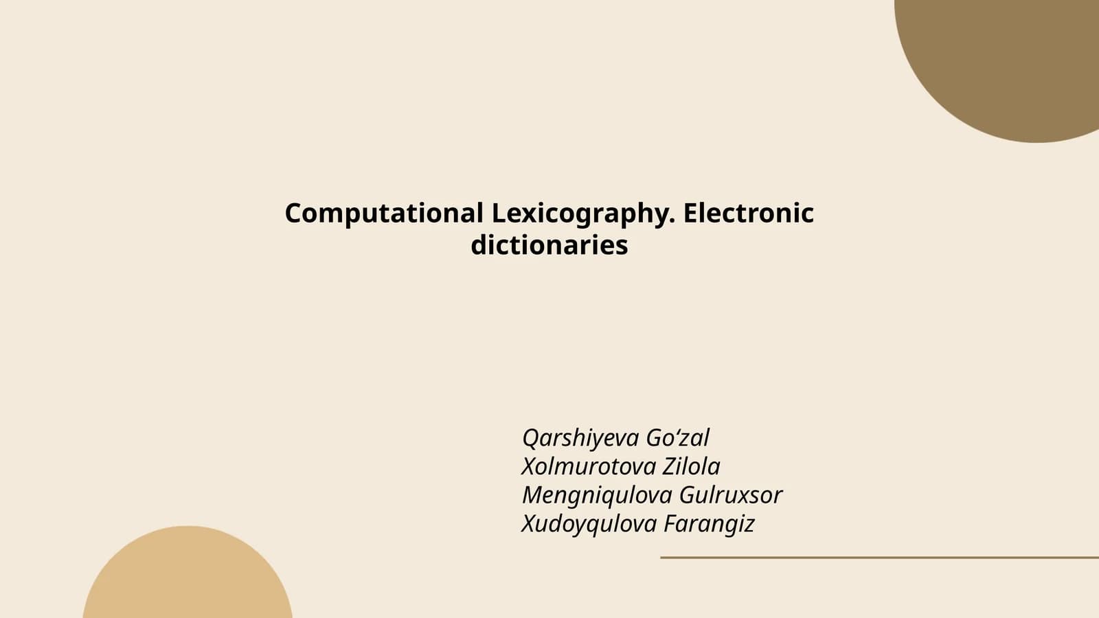 Computational Lexicography. Electronic dictionaries