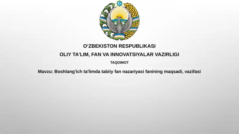 Boshlang'ich ta'limda Tabiiy Fan Nazariyasi