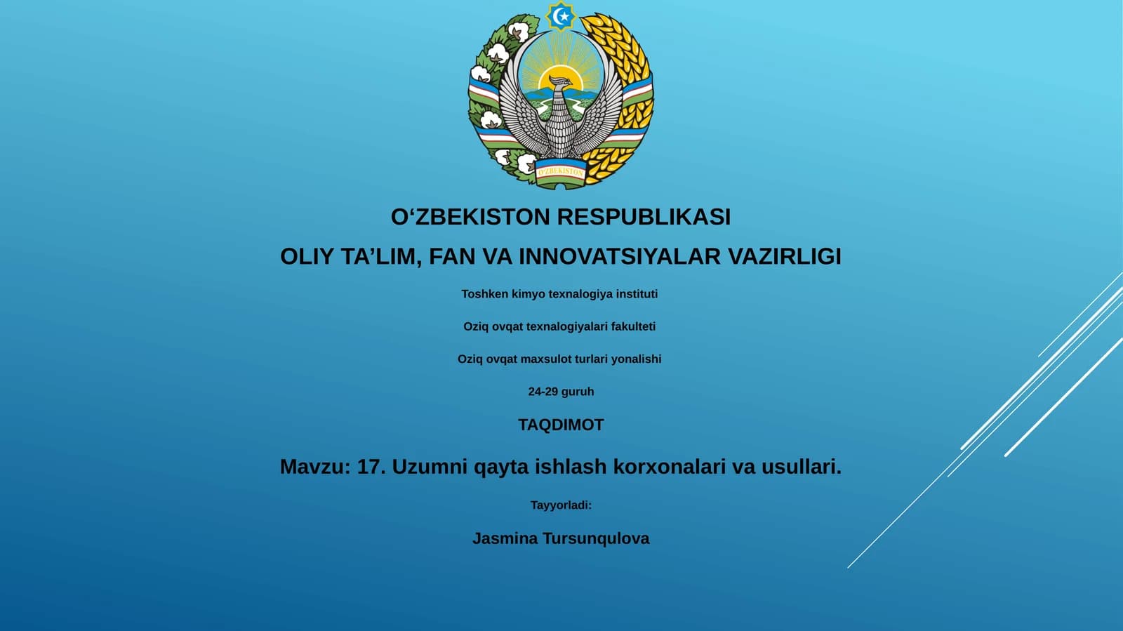 Uzumni qayta ishlash korxonalari va usullari