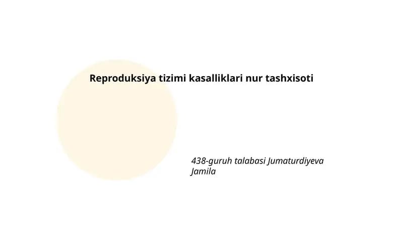 Reproduksiya tizimi kasalliklari nur tashxisoti