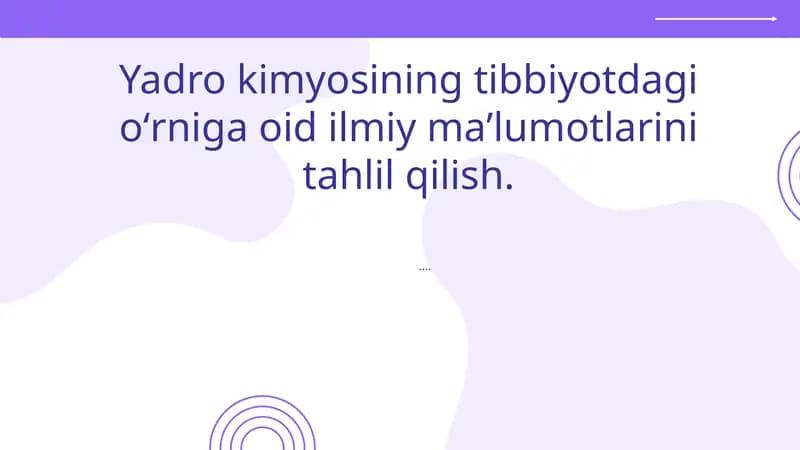 Yadro kimyosi tibbiyotdagi oʻrniga oid ilmiy maʼlumotlar