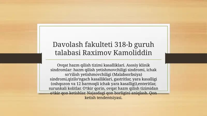 Ovqat hazm qilish sistemasi kasalliklari