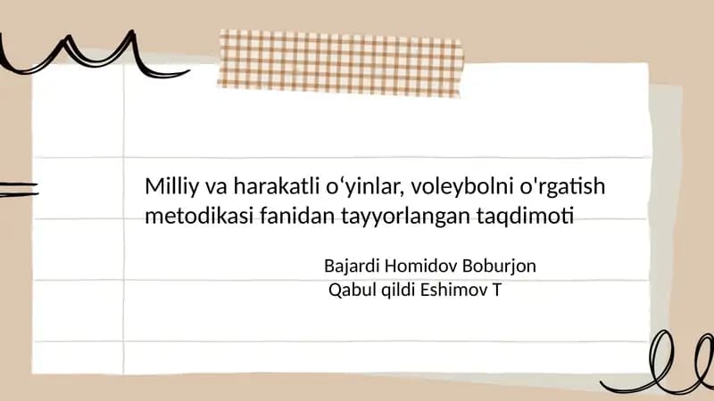 Voleybolni o'rgatish metodikasi