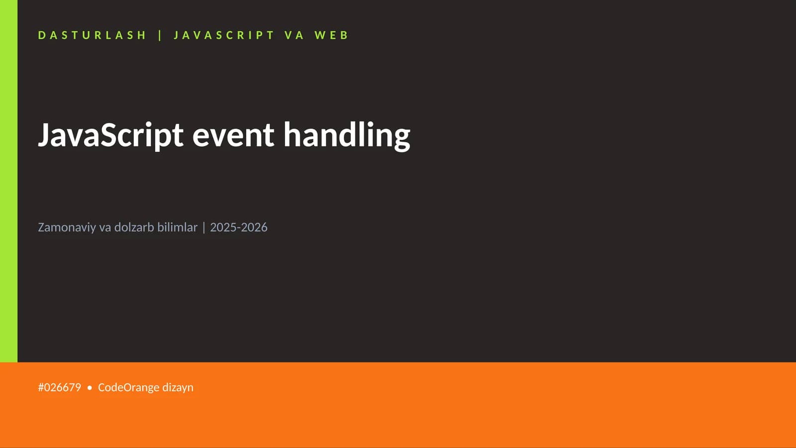 DASTURLASH | JAVASCRIPT VA WEB