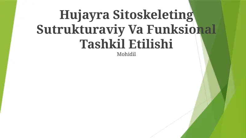 Hujayra Sitoskeleting Sutrukturaviy Va Funksional Tashkil Etilishi