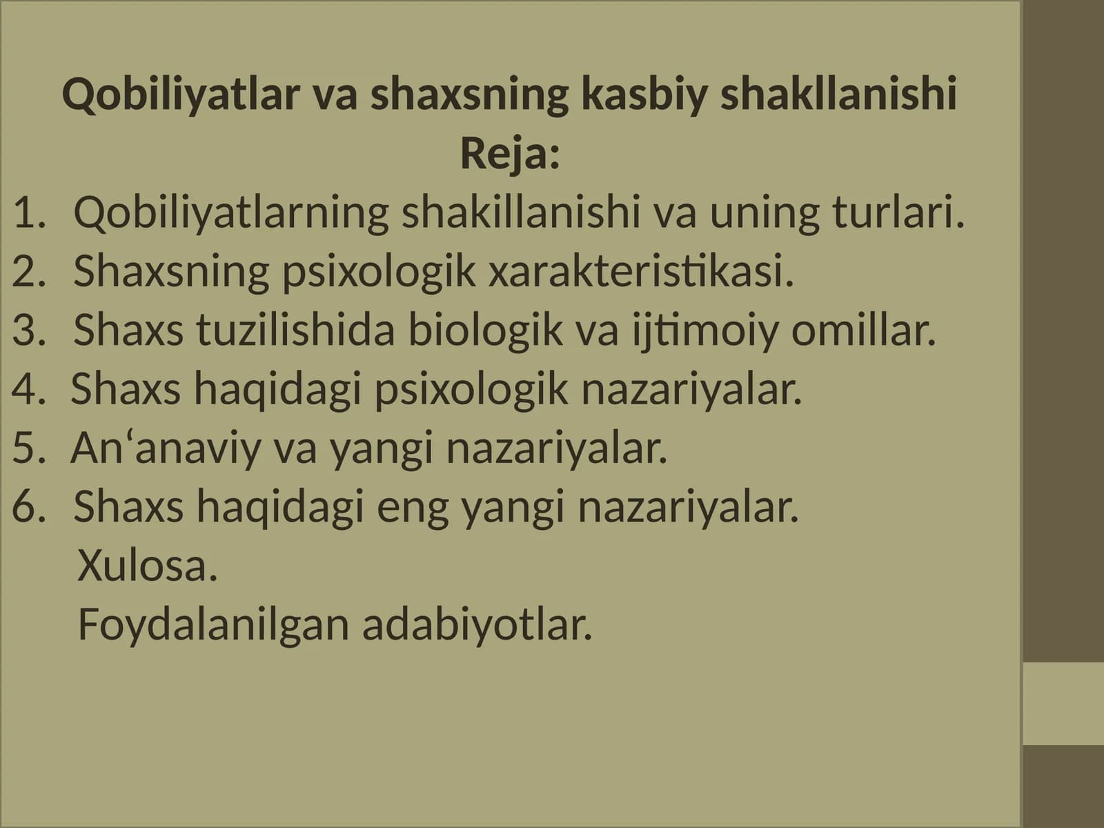 Qobiliyatlar va shaxsning kasbiy shakllanishi