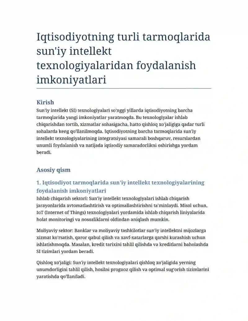 Sun'iy Intellekt Texnologiyalari
