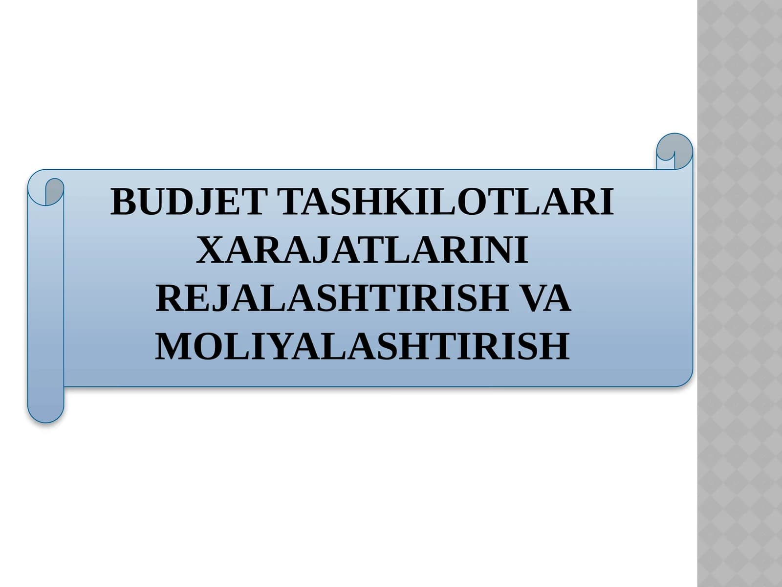 Budjet tashkilotlari xarajatlarini rejalashtirish va moliyalashtirish