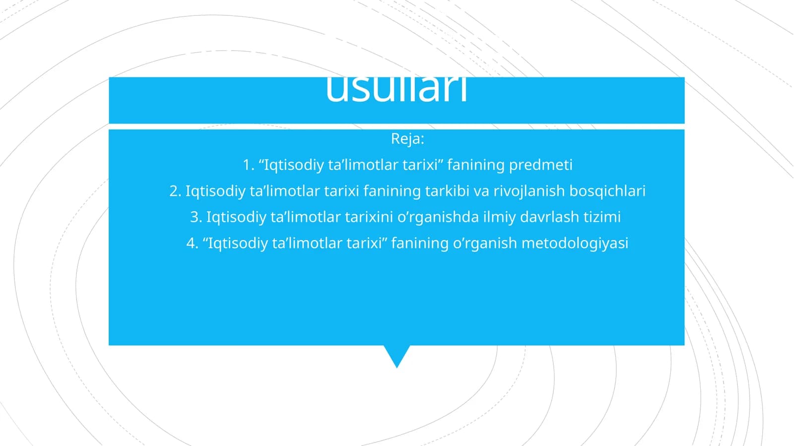 1-mavzu. Fanning predmeti va oʼrganish usullari