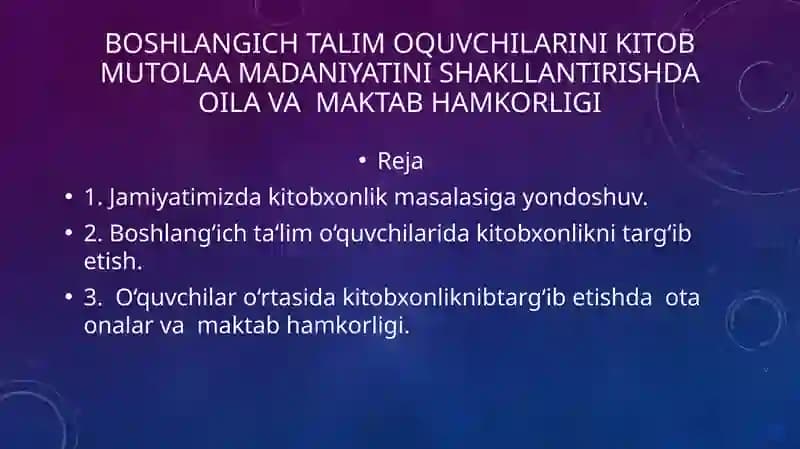 Kitobxonlik va oila hamkorligi