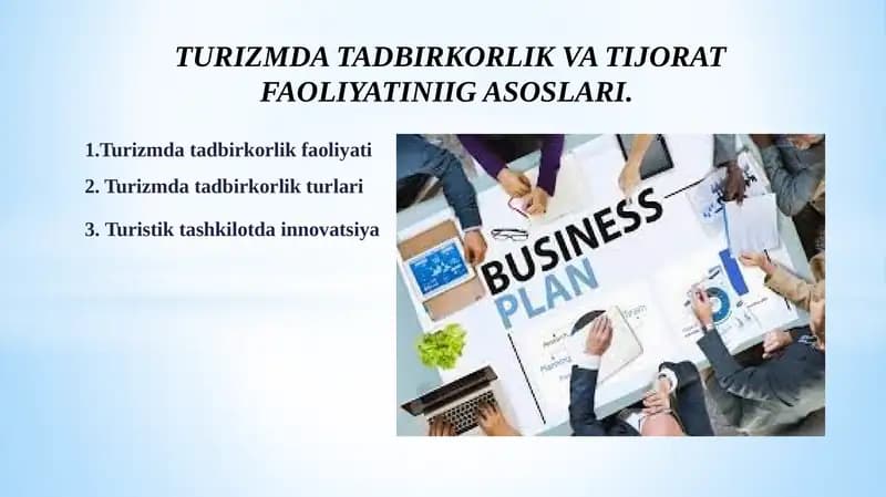 TURIZMDA TADBIRKORLIK VA TIJORAT FAOLIYATINIIG ASOSLARI