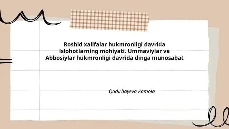 Rashid xalifalar davrida islohotlar