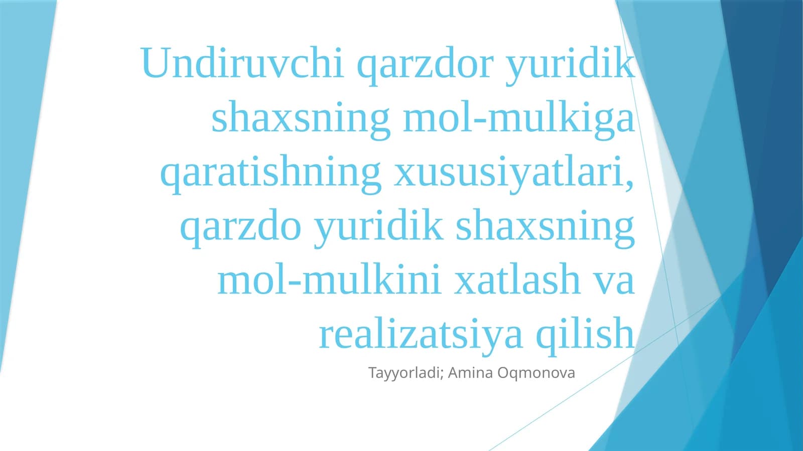 Undiruvchi qarzdor yuridik shaxsning mol-mulkiga qaratishning xususiyatlari, qarzdor yuridik shaxsning mol-mulkini xatlash va realizatsiya qilish
