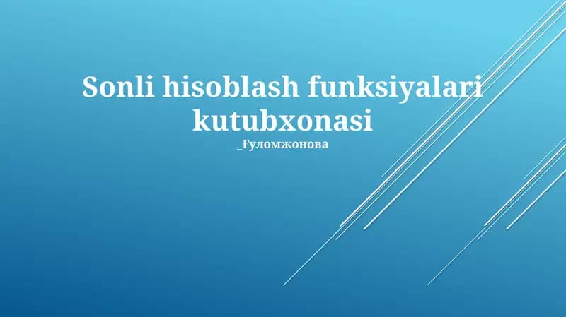 Sonli hisoblash funksiyalari kutubxonasi