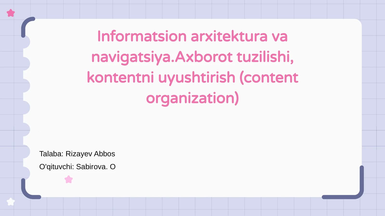 Informatsion arxitektura va navigatsiya