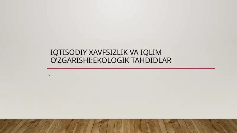 Iqtisodiy xavfsizlik va iqlim o'zgarishi