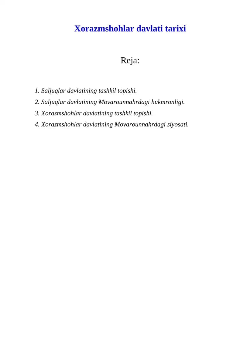 Xorazmshohlar davlati tarixi
