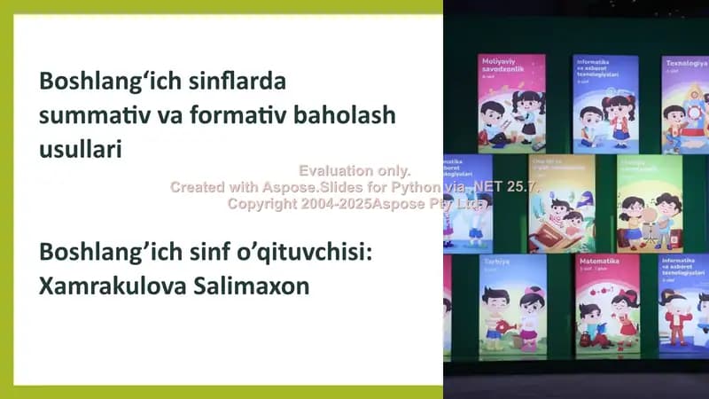 Boshlangich sinflarda summativ va formativ baholash usullari
